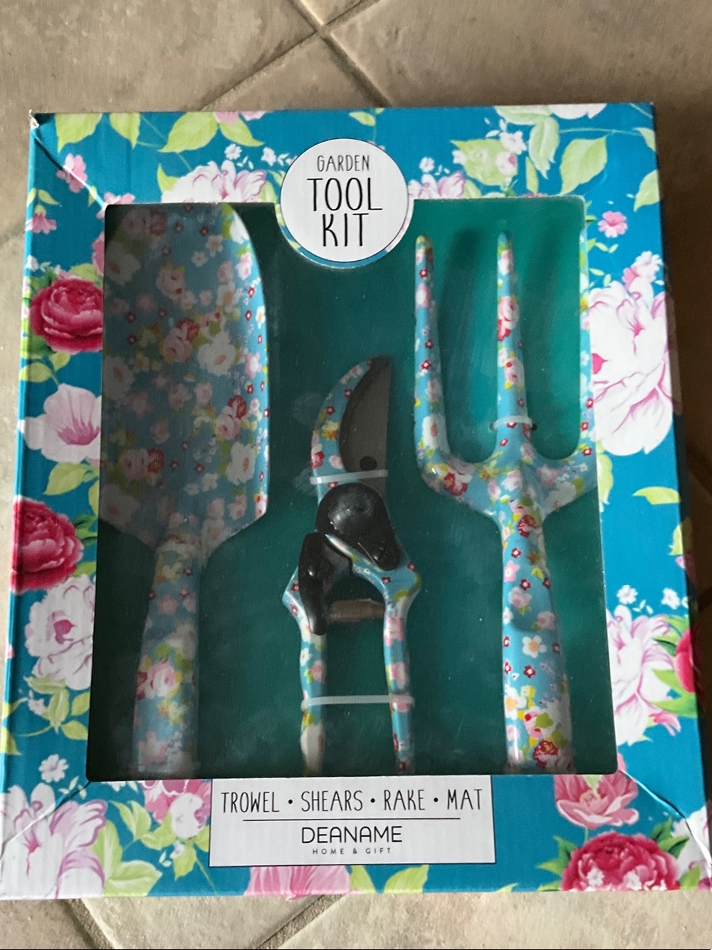 Deaname 4-Piece Heavy Duty Garden Tool Set for Women – Blue Floral Kit